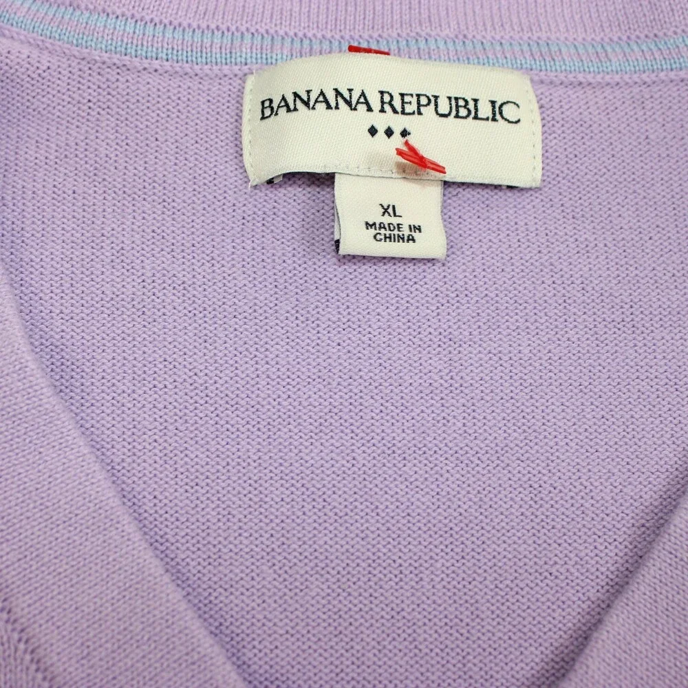 Banana Republic Sweater Men XL Purple Pullover Colorful Academia Heritage Classi